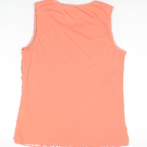 Adiva Women's Orange Crochet Sleeveless Dress M