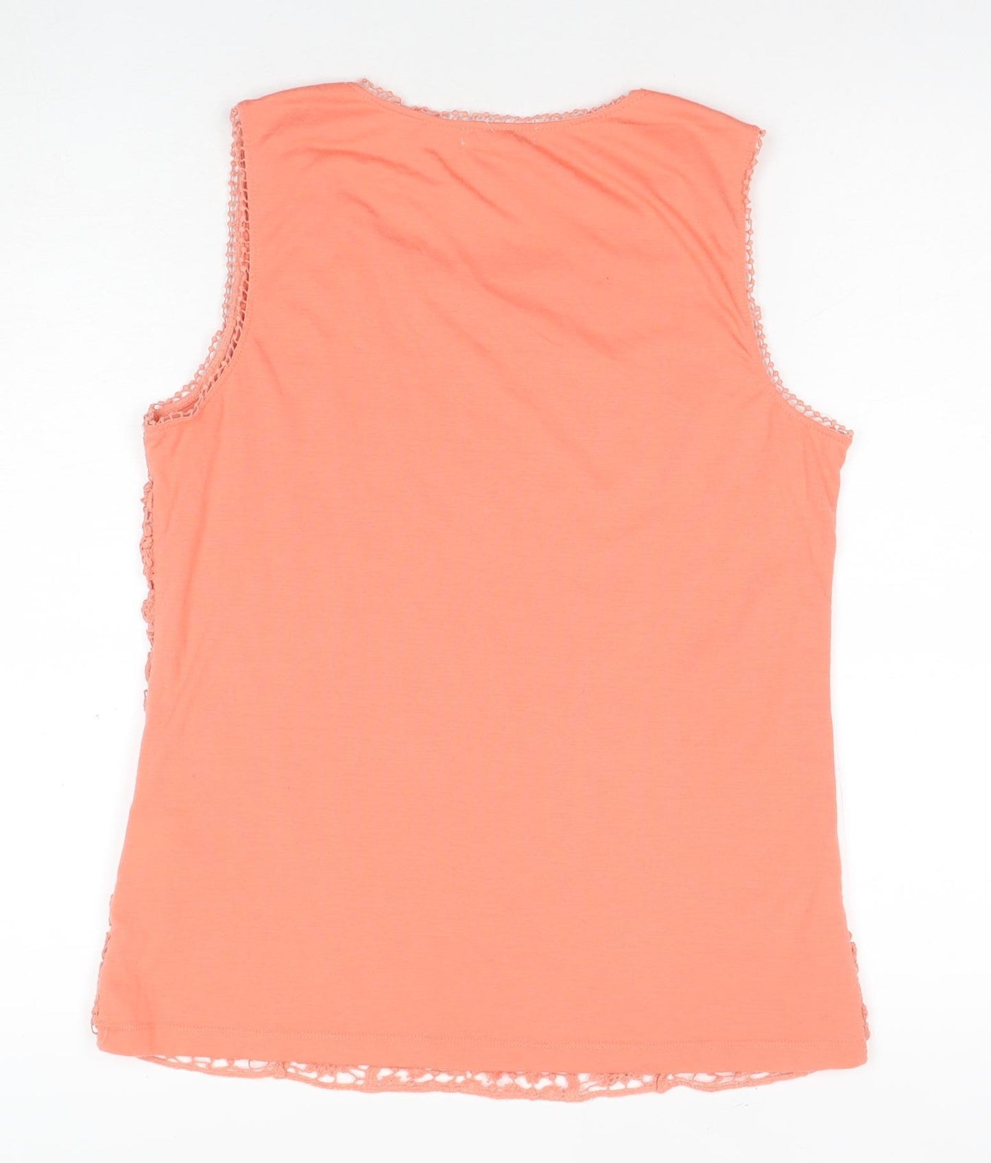Adiva Women's Orange Crochet Sleeveless Dress M