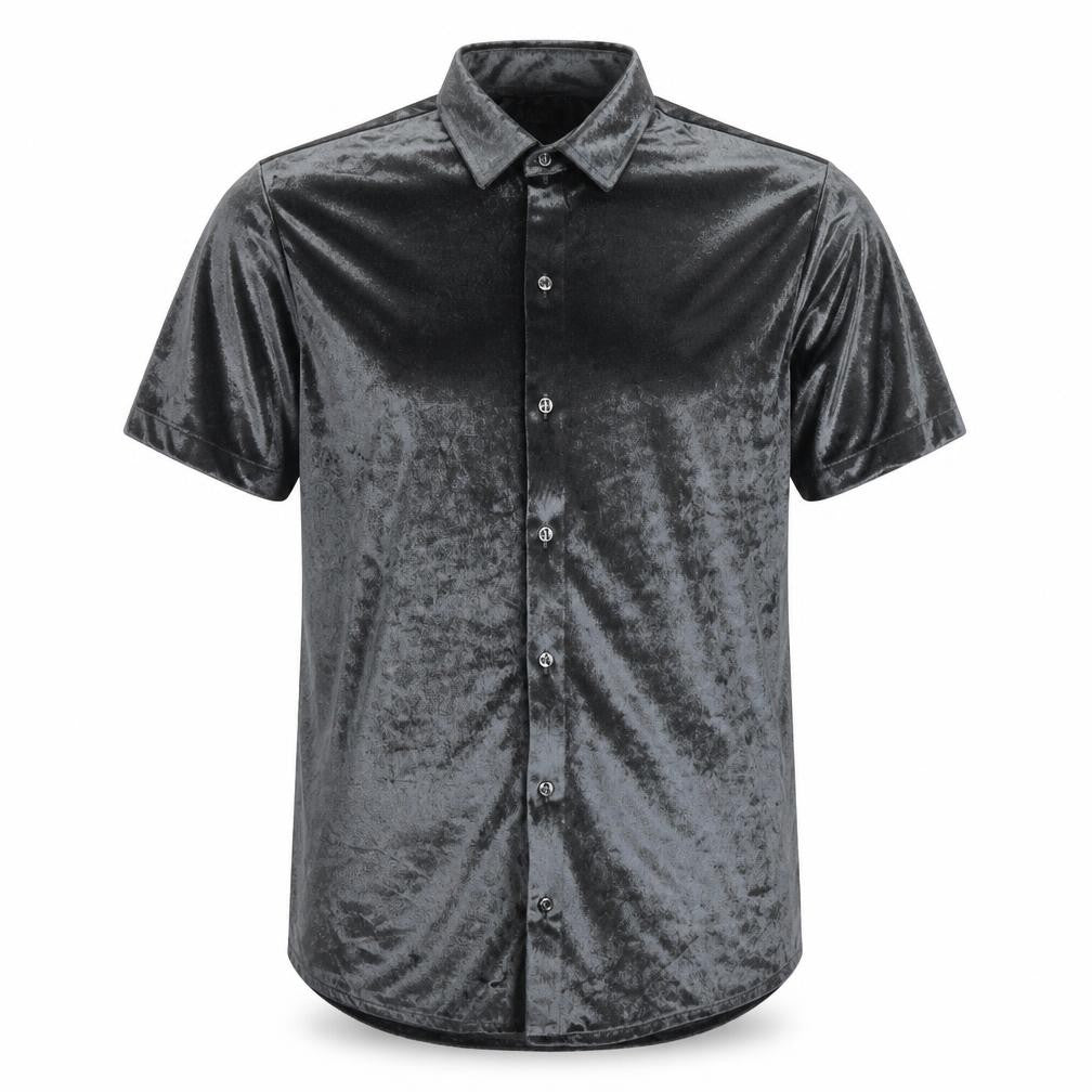 BoohooMAN Men's Grey Classic Fit Short Sleeve Shirt
