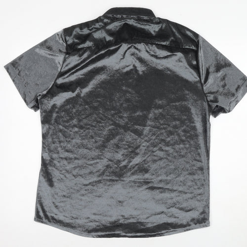 BoohooMAN Men's Grey Classic Fit Short Sleeve Shirt