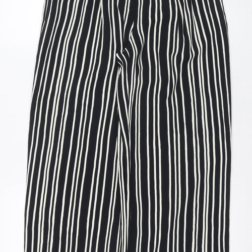 H&M Women's Black Striped Cropped Trousers, Size 10