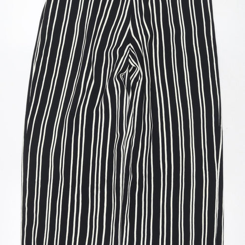 H&M Women's Black Striped Cropped Trousers, Size 10