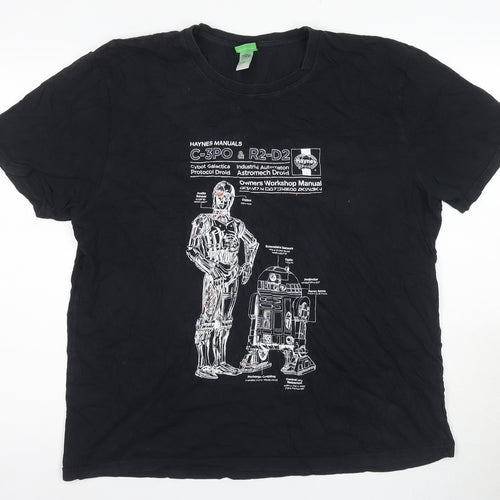 Star Wars Men's Black XL T-Shirt with C-3PO & R2-D2