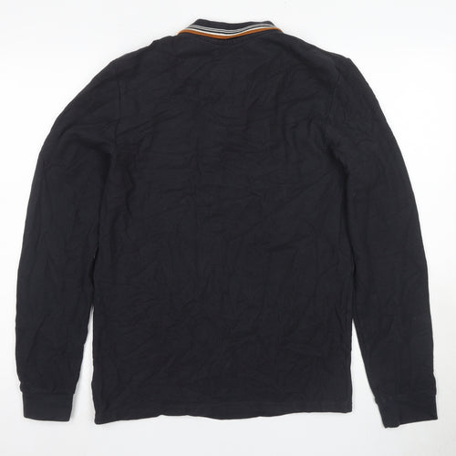 Next Men's Black Long Sleeve Polo Shirt M