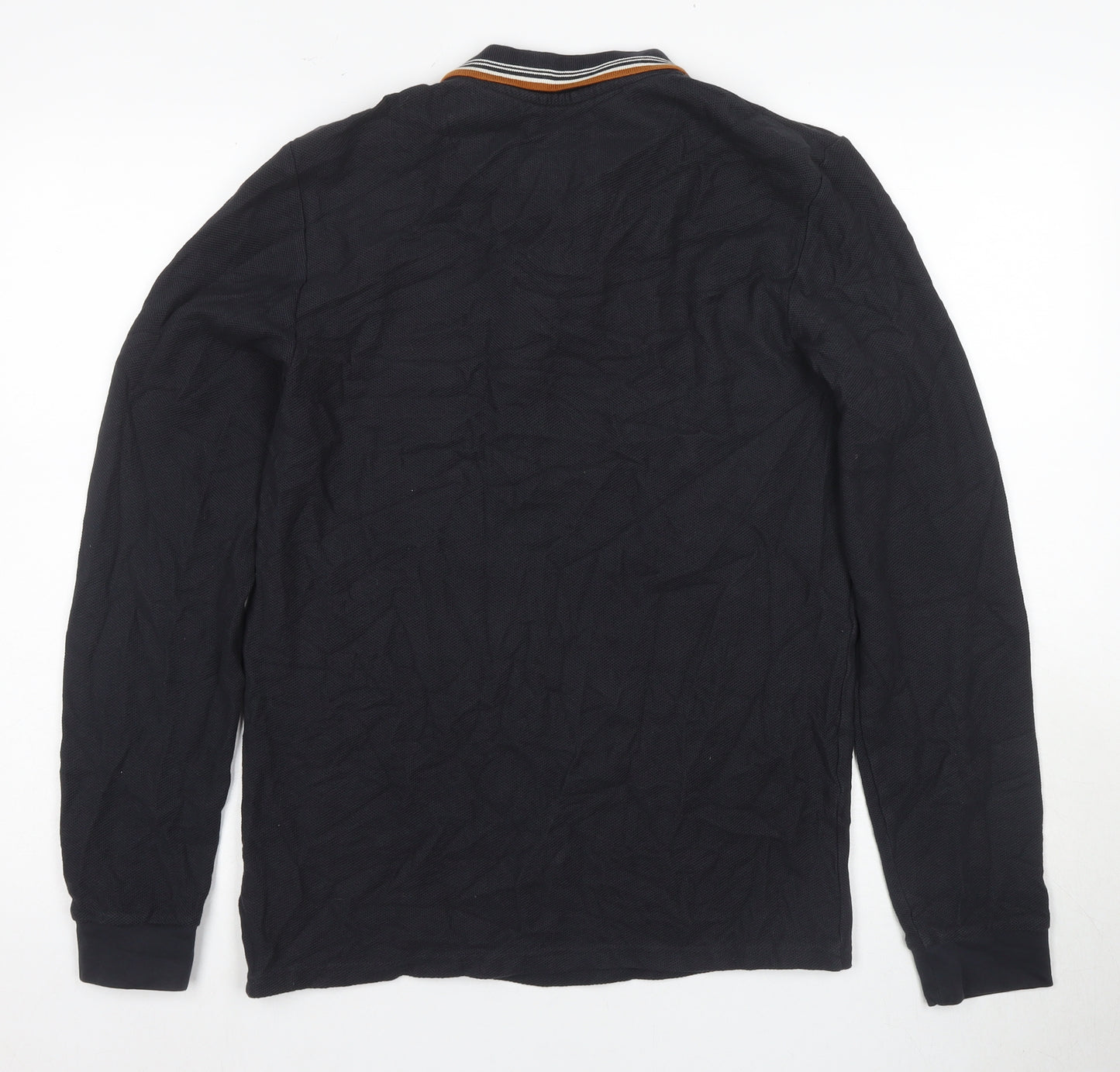 Next Men's Black Long Sleeve Polo Shirt M