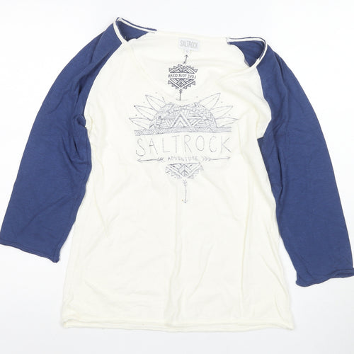Saltrock Women's Blue Ringer T-Shirt Size 12 V-Neck