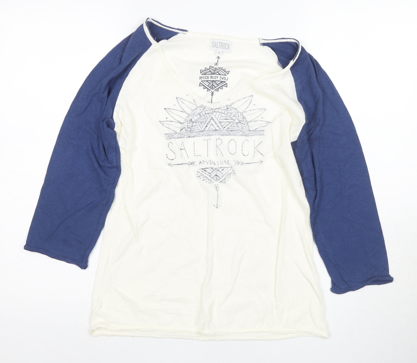 Saltrock Women's Blue Ringer T-Shirt Size 12 V-Neck