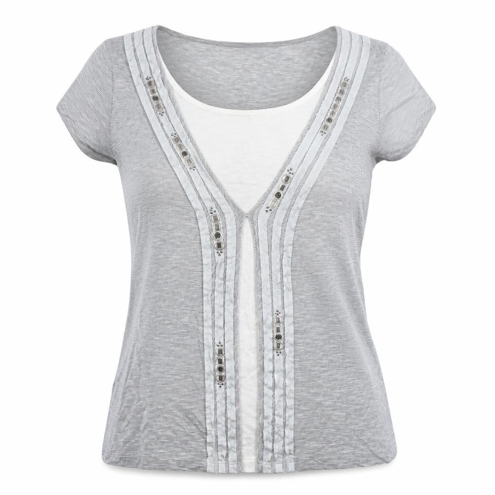 Front view of Marks & Spencer Women's Grey, size 16, Basic T-Shirt
