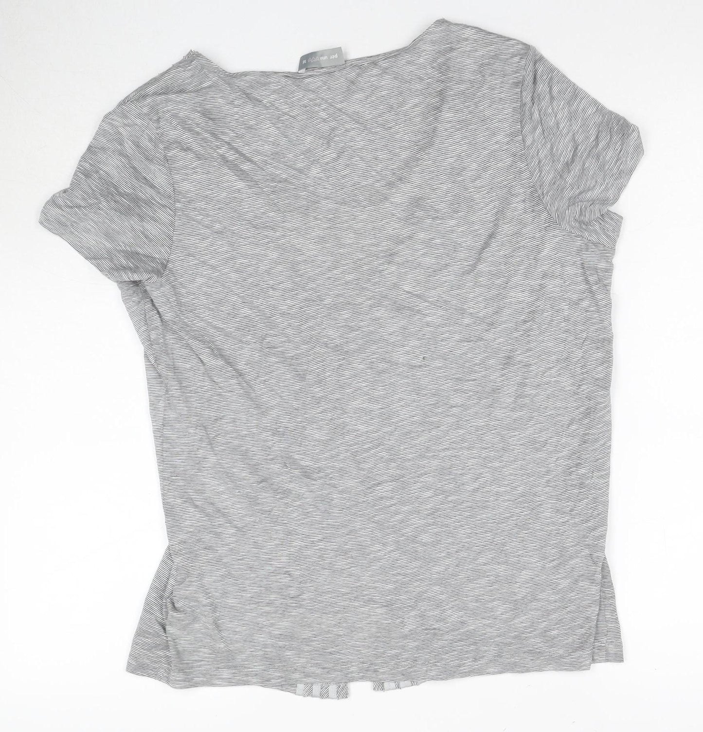 Marks and Spencer Women's Grey Size 16 Basic T-Shirt