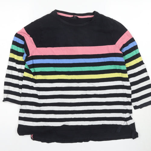 M&Co Women's Black Striped T-Shirt Size 14