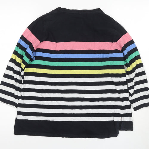 M&Co Women's Black Striped T-Shirt Size 14
