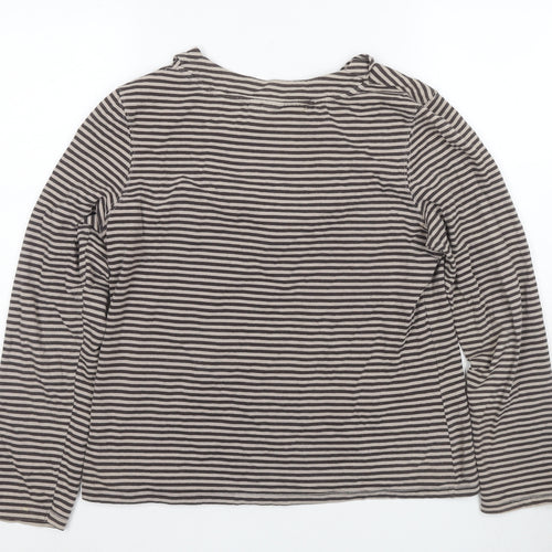 Cotton Traders Women's Grey Stripe Top, Size 14-16, Cowl Neck