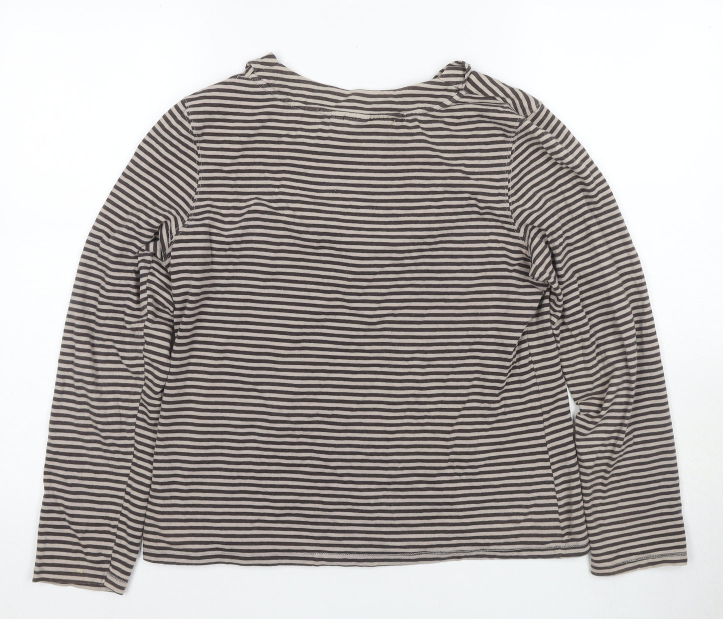 Cotton Traders Women's Grey Stripe Top, Size 14-16, Cowl Neck