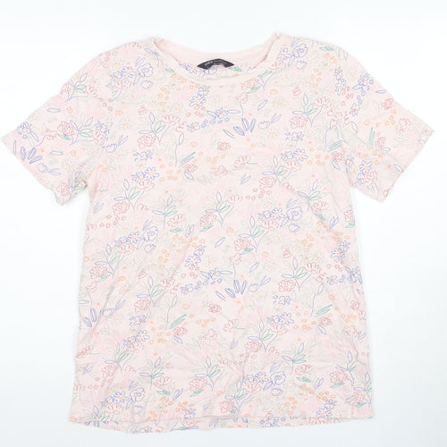 Marks and Spencer Women's Pink Floral T-Shirt Size 12