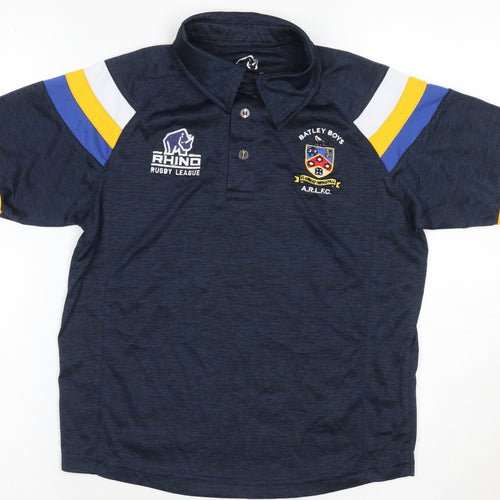 Rhino Boys Blue Rugby Polo Shirt M Short Sleeve Activewear