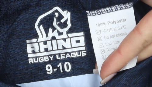 Rhino Boys Blue Rugby Polo Shirt M Short Sleeve Activewear