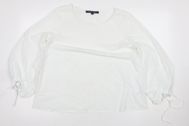 French Connection Women’s White Blouse, Size L, Balloon Sleeve