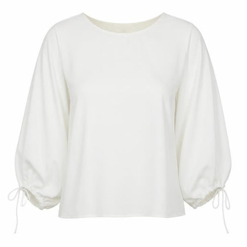 French Connection Women’s White Blouse, Size L, Balloon Sleeve