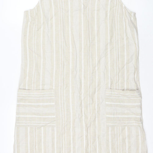 Maine Women's Beige Striped Sleeveless Dress UK 12