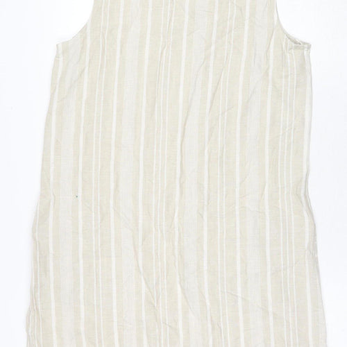 Maine Women's Beige Striped Sleeveless Dress UK 12