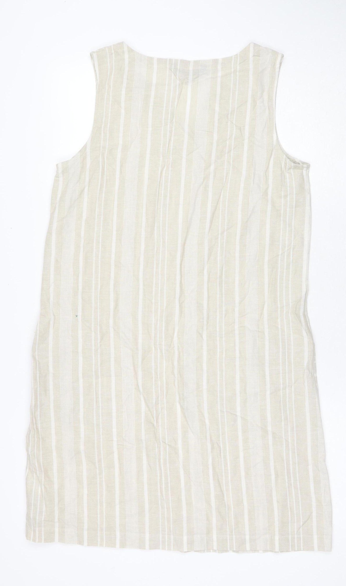Maine Women's Beige Striped Sleeveless Dress UK 12