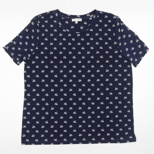 Warehouse Women's Blue Swan Print T-Shirt, Size 14