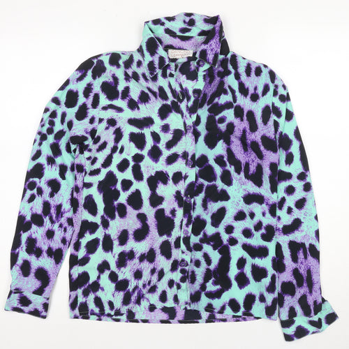 Dancing Leopard Women's Purple Animal Print Button-Up Shirt