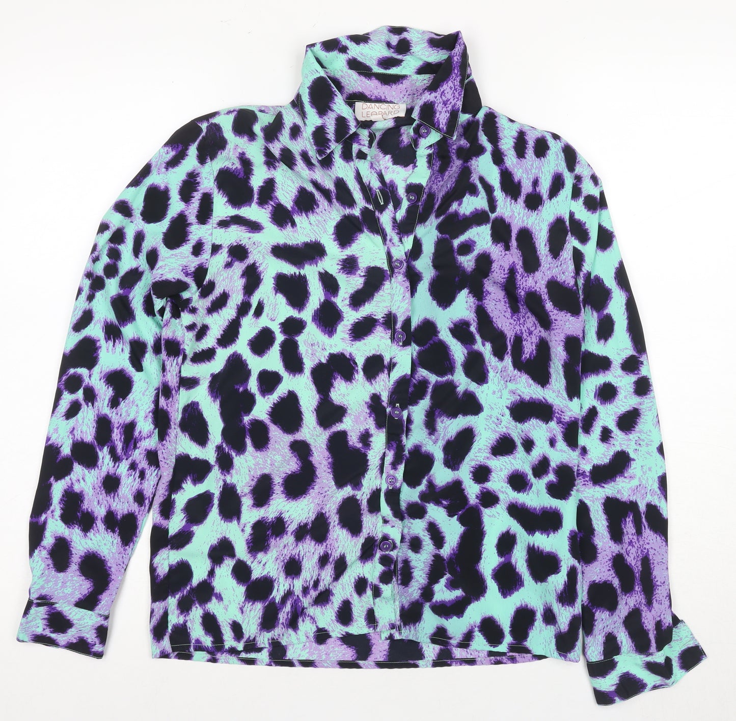 Dancing Leopard Women's Purple Animal Print Button-Up Shirt