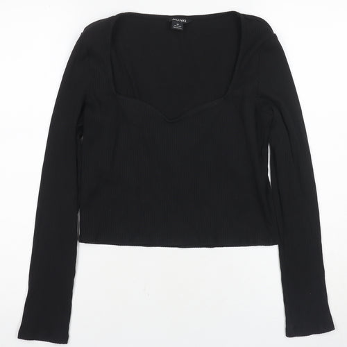 Monki Women's Black Cropped Blouse, M, Casual Slim Fit
