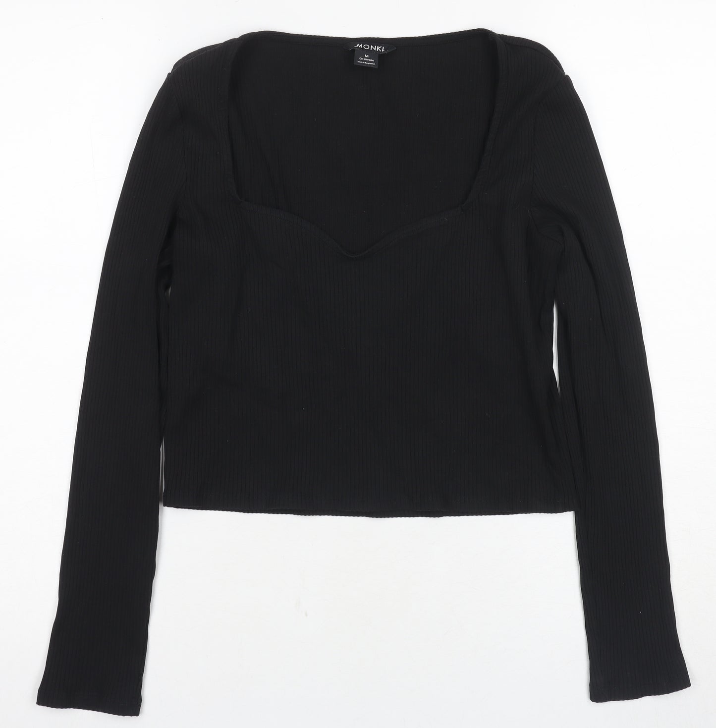 Monki Women's Black Cropped Blouse, M, Casual Slim Fit