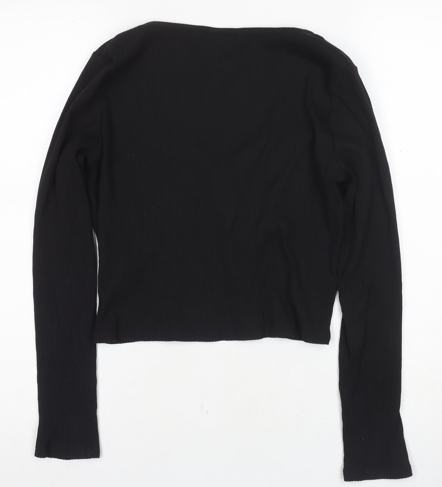 Monki Women's Black Cropped Blouse, M, Casual Slim Fit