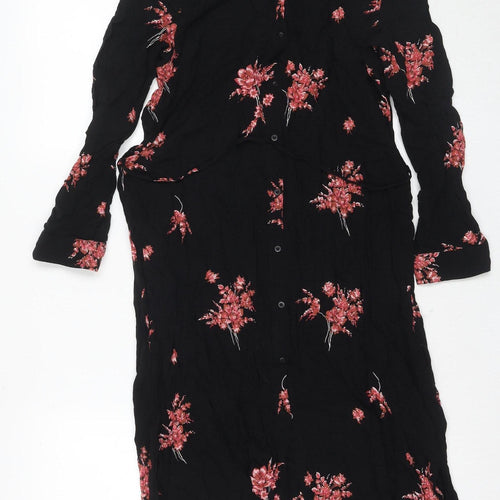 Mango Women's Black Floral Shirt Dress, Size 2