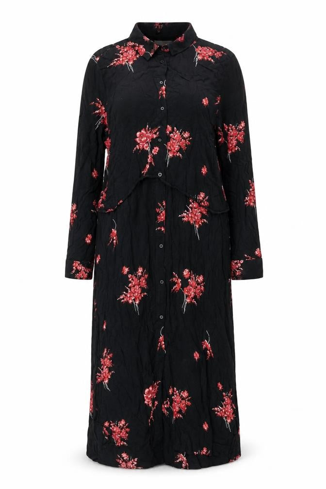 Mango Women's Black Floral Shirt Dress, Size 2