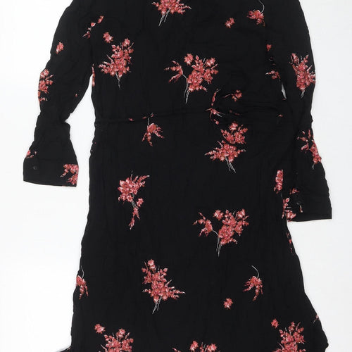 Mango Women's Black Floral Shirt Dress, Size 2