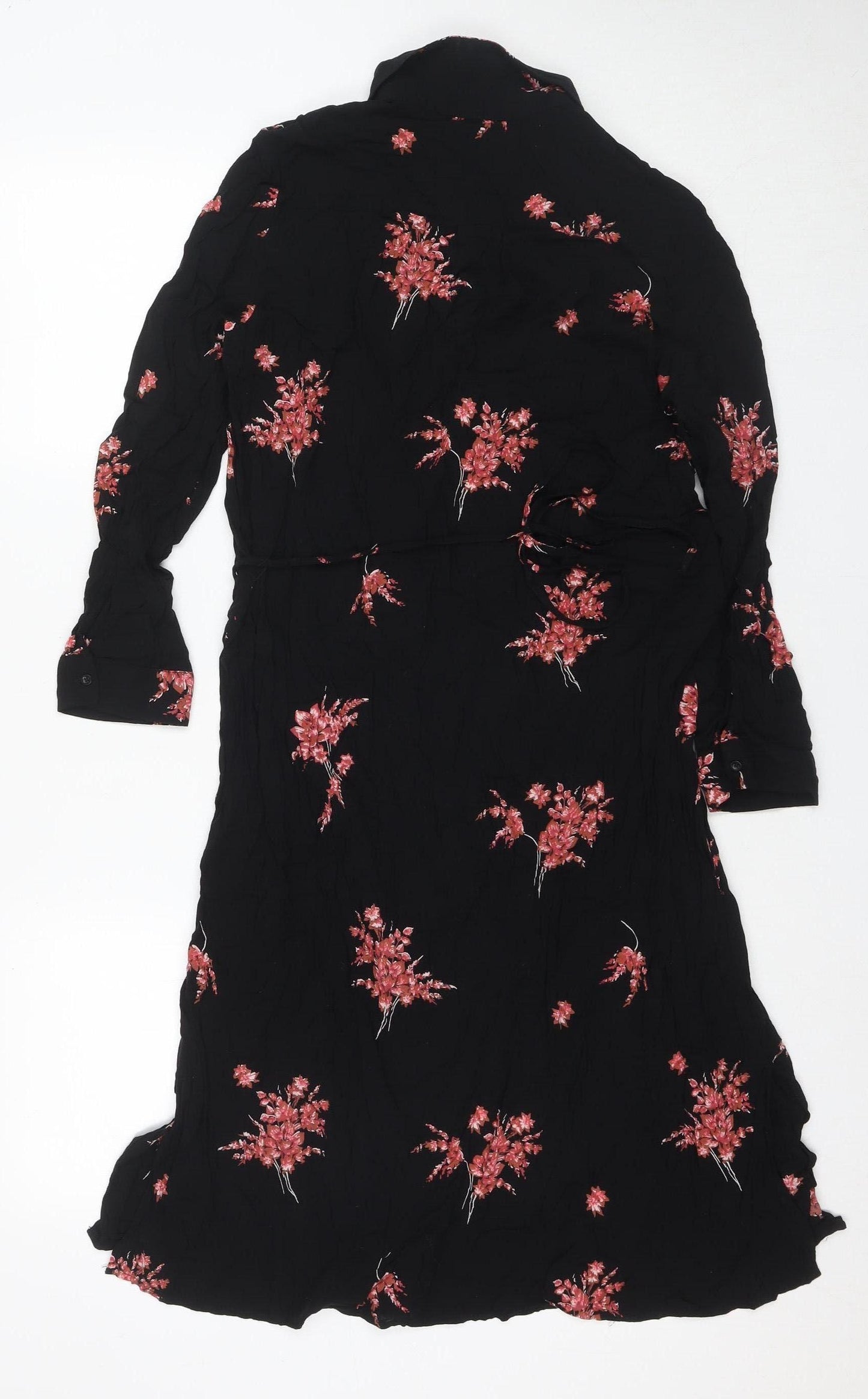 Mango Women's Black Floral Shirt Dress, Size 2