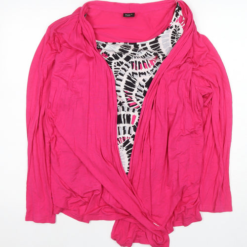Happy D Women's Pink XL Wrap Top Long Sleeve