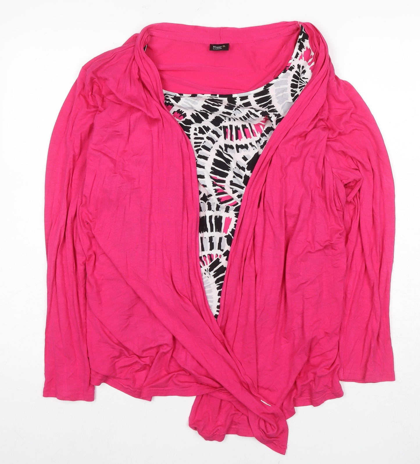 Happy D Women's Pink XL Wrap Top Long Sleeve
