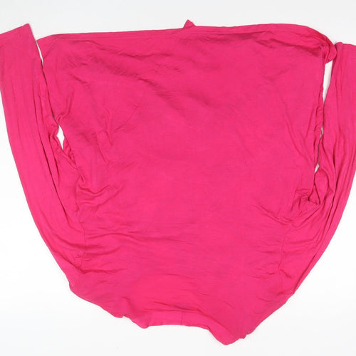 Happy D Women's Pink XL Wrap Top Long Sleeve
