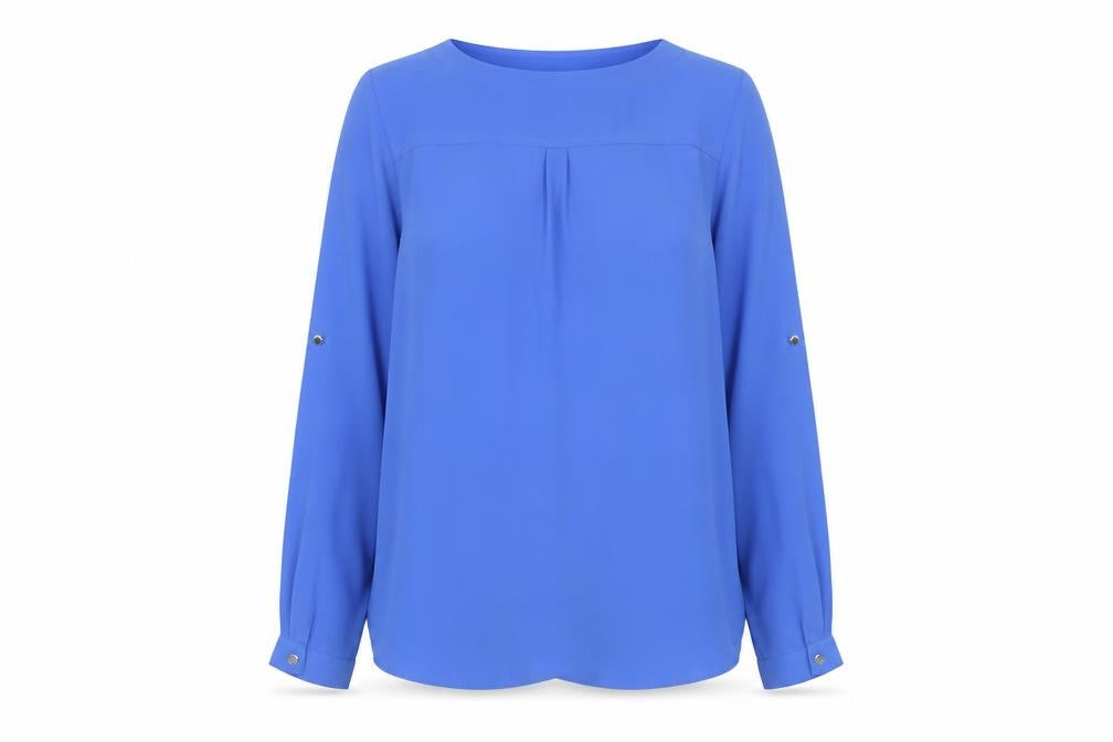 Front view of Oasis Women's Blue Blouse, size 8, Regular Fit