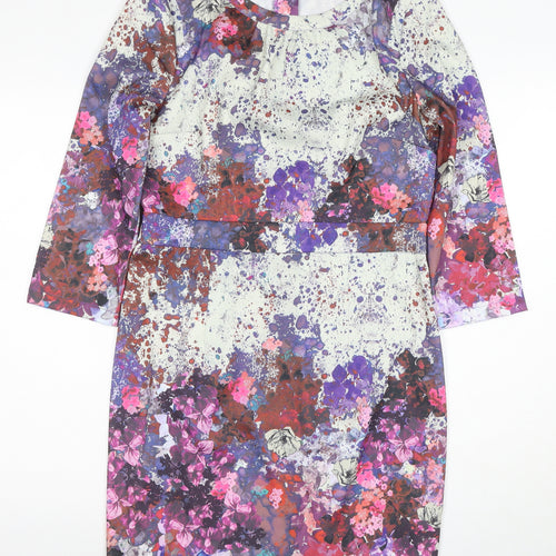 H&M Women's Multicoloured Floral Shift Dress Size 14