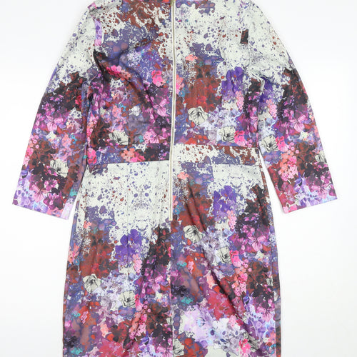 H&M Women's Multicoloured Floral Shift Dress Size 14