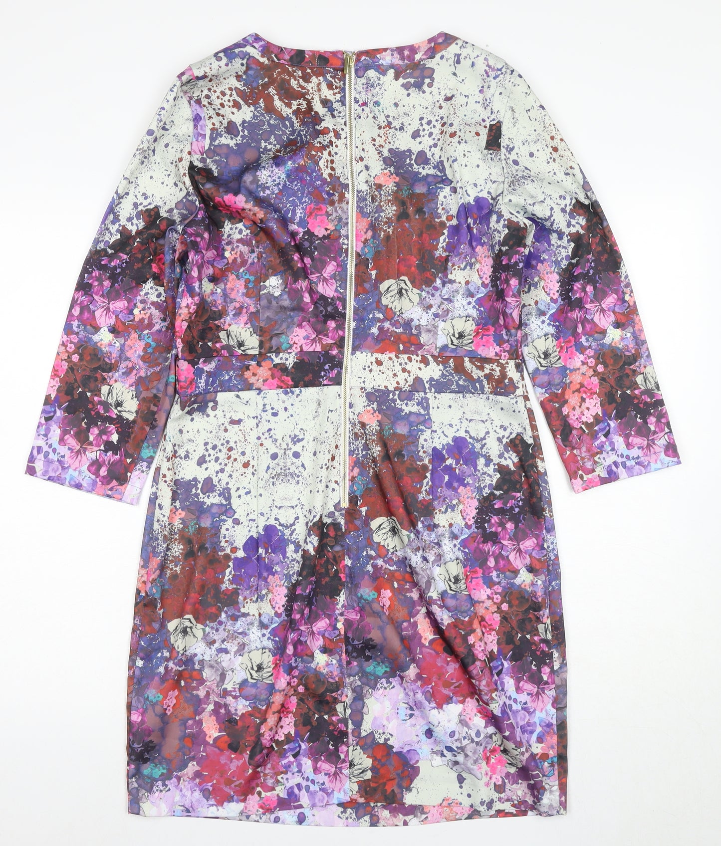 H&M Women's Multicoloured Floral Shift Dress Size 14