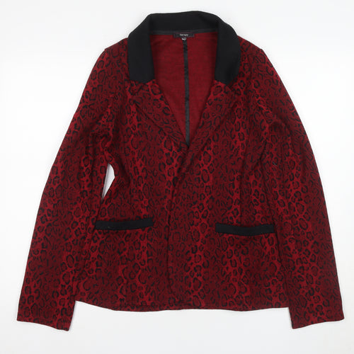 Therapy Women's Red Animal Print Blazer Size 12 Notch Lapel