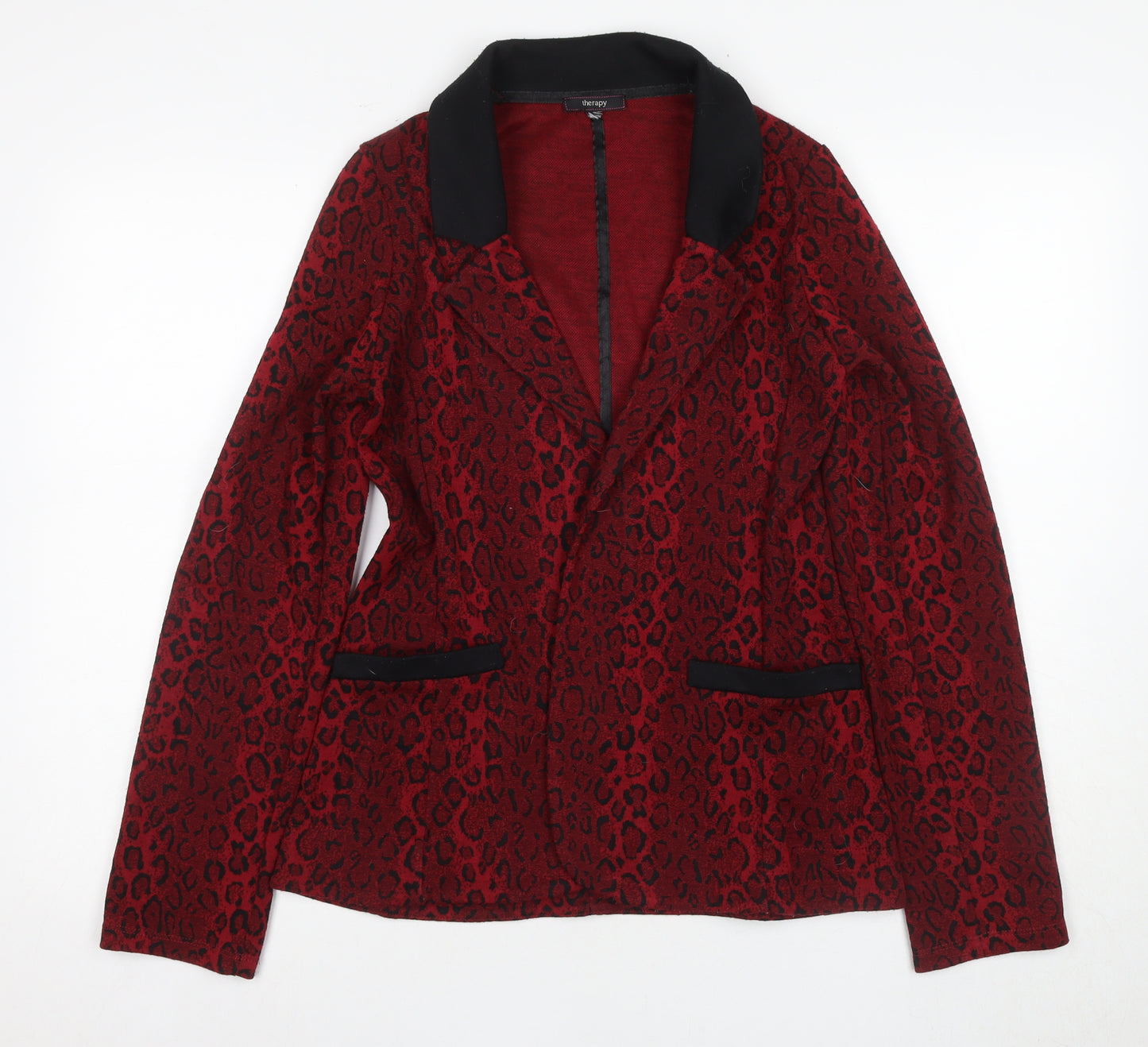 Therapy Women's Red Animal Print Blazer Size 12 Notch Lapel
