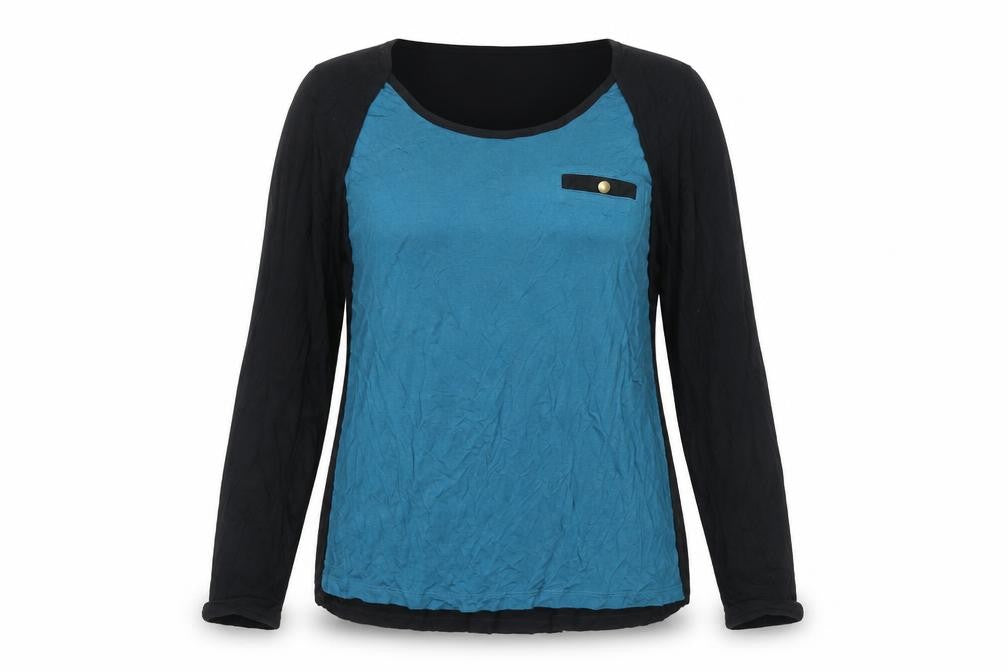 Front view of Next Women's Black Blouse, size 10, with Button Accent