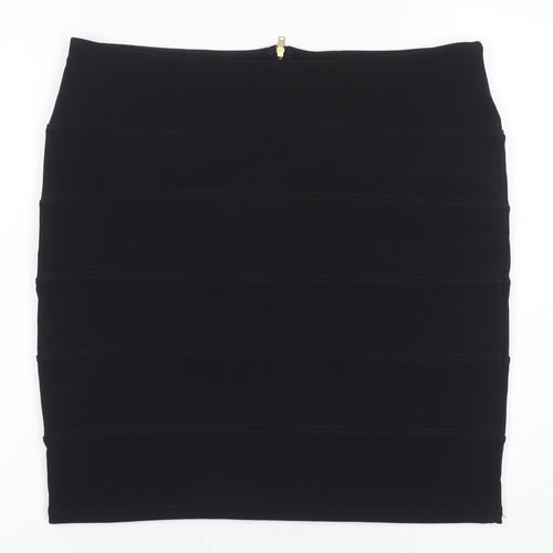 Topshop Women's Black Bandage Skirt Size 16 Zip Accent