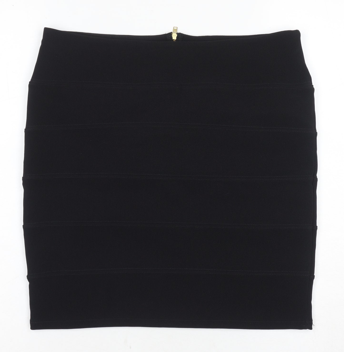 Topshop Women's Black Bandage Skirt Size 16 Zip Accent