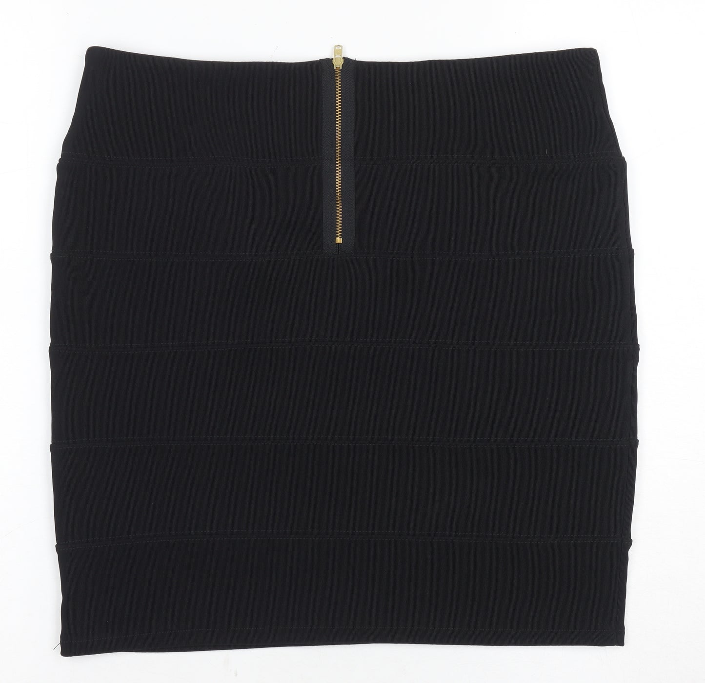 Topshop Women's Black Bandage Skirt Size 16 Zip Accent