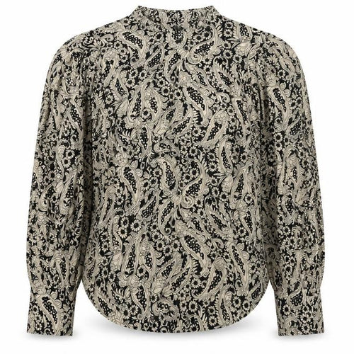 Zara Women's Black Floral Blouse XS Puff Sleeve