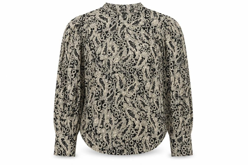 Zara Women's Black Floral Blouse XS Puff Sleeve
